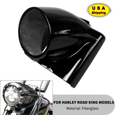 Vivid Black Extended Nacelle Headlight Cover For Harley Road King Models FLHR