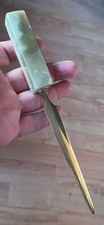 Onyx (green & brown bands) and Brass letter opener - 22 cms