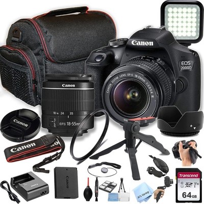 Canon EOS 2000D / Rebel T7 DSLR Camera Bundle-Open/unused-Free Shipping