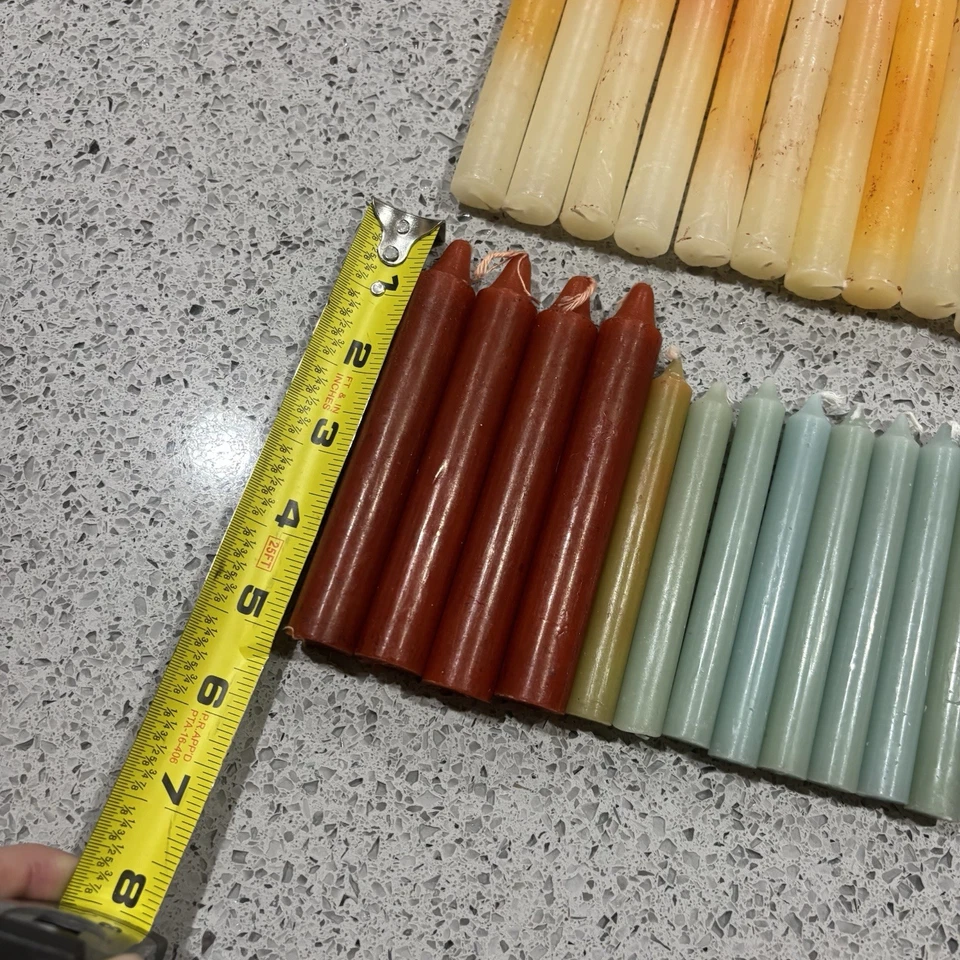 Lot 23 Vintage Taper Dinner Candles Unused 4” 5” 6” Red Blue White Orange Wax - Image 3 of 4