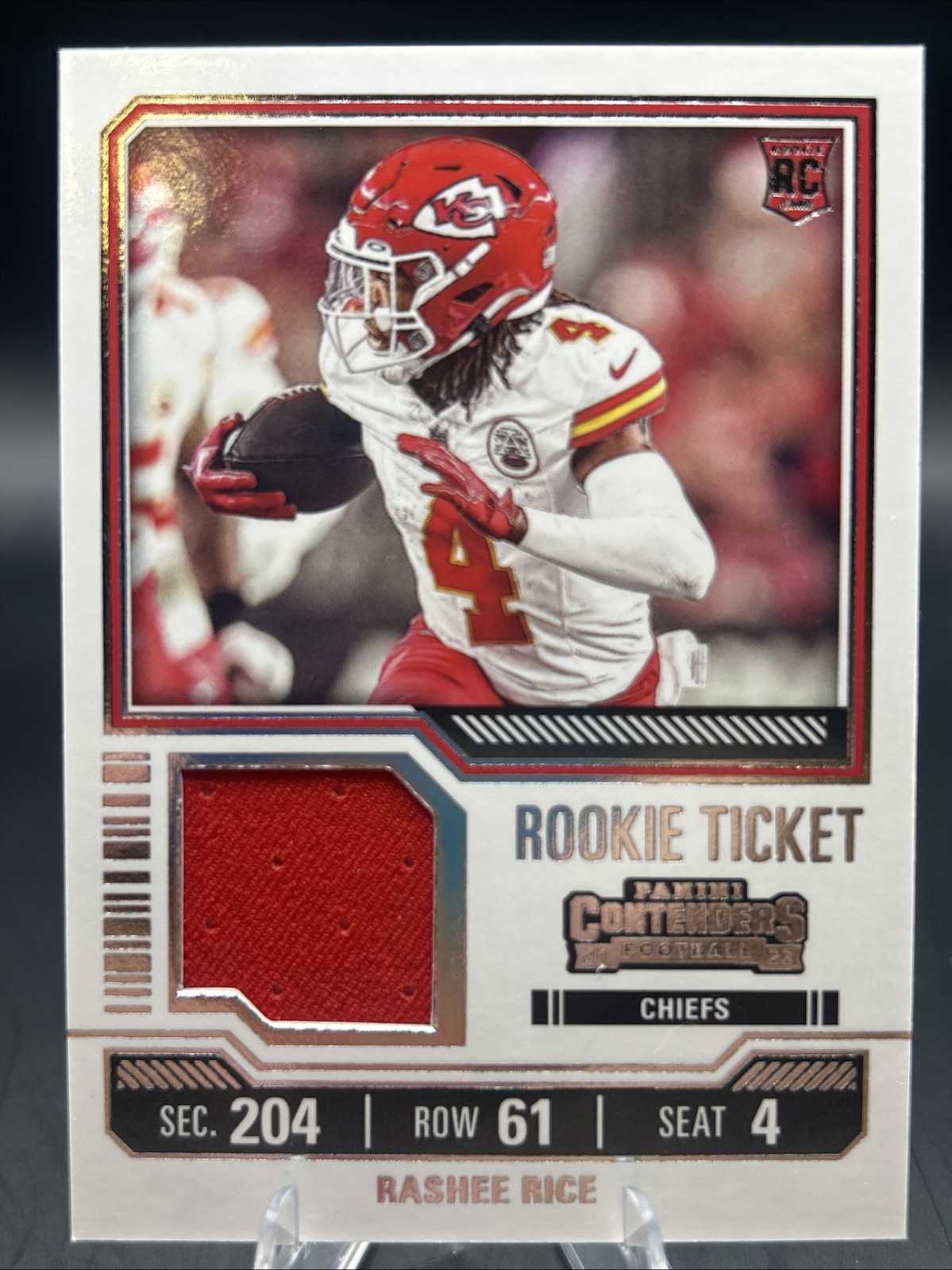 2023 Panini Contenders Rashee Rice RC Rookie Ticket Patch Swatch #TS28 Chiefs