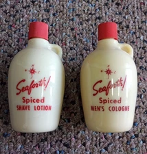 Vintage 1940s Seaforth Spiced Shaving Lotion Stoneware Bottle Alfred D. McKelvy