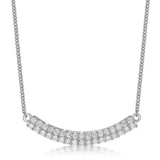 1/2 Carat Lab Grown Diamond Curved Bar Necklace for Women in 10K White Gold