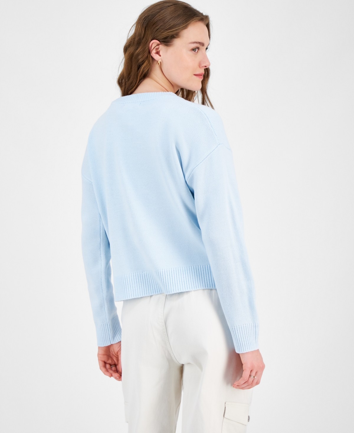 Hooked up by Iot X6733 Juniors Novelty Verbiage 'Ciao' Sweater Delicate Blue XL