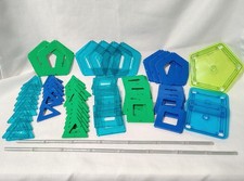 Magnetic Tiles 63 Tiles 15 Magnets Blue Green Transparent 78 Pieces Total