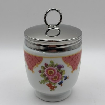 Vintage Royal Worcester Egg Coddler Porcelain Floral England Oven to Tableware