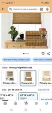 LazBlinds No Drill Bamboo Roman Shades 24"W x 64"H Highfield Teak Cordless NEW