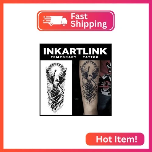 INKARTLINK Tattoo Tech, 2 Sheets Medium Semi-Permanent Tattoo, Adult Art Design - product listing photo