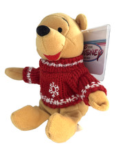 Disney Store Mini Bean Bag Plush Winnie The Pooh Snowflake Sweater 8" w Tags