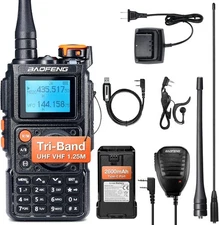 Baofeng K6 5W Tri-Band Ham Radio UHF/VHF/1.25M/NOAA/FM/Air Receiver Type-C 999CH