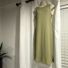 Nine West NWT Sleeveless Ribbed Body Con Dress Sage Green Med