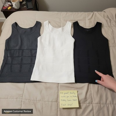 Herren Tank Top 3er Pack Kompressionsshirt Bauchweg Body Shaper Schmal