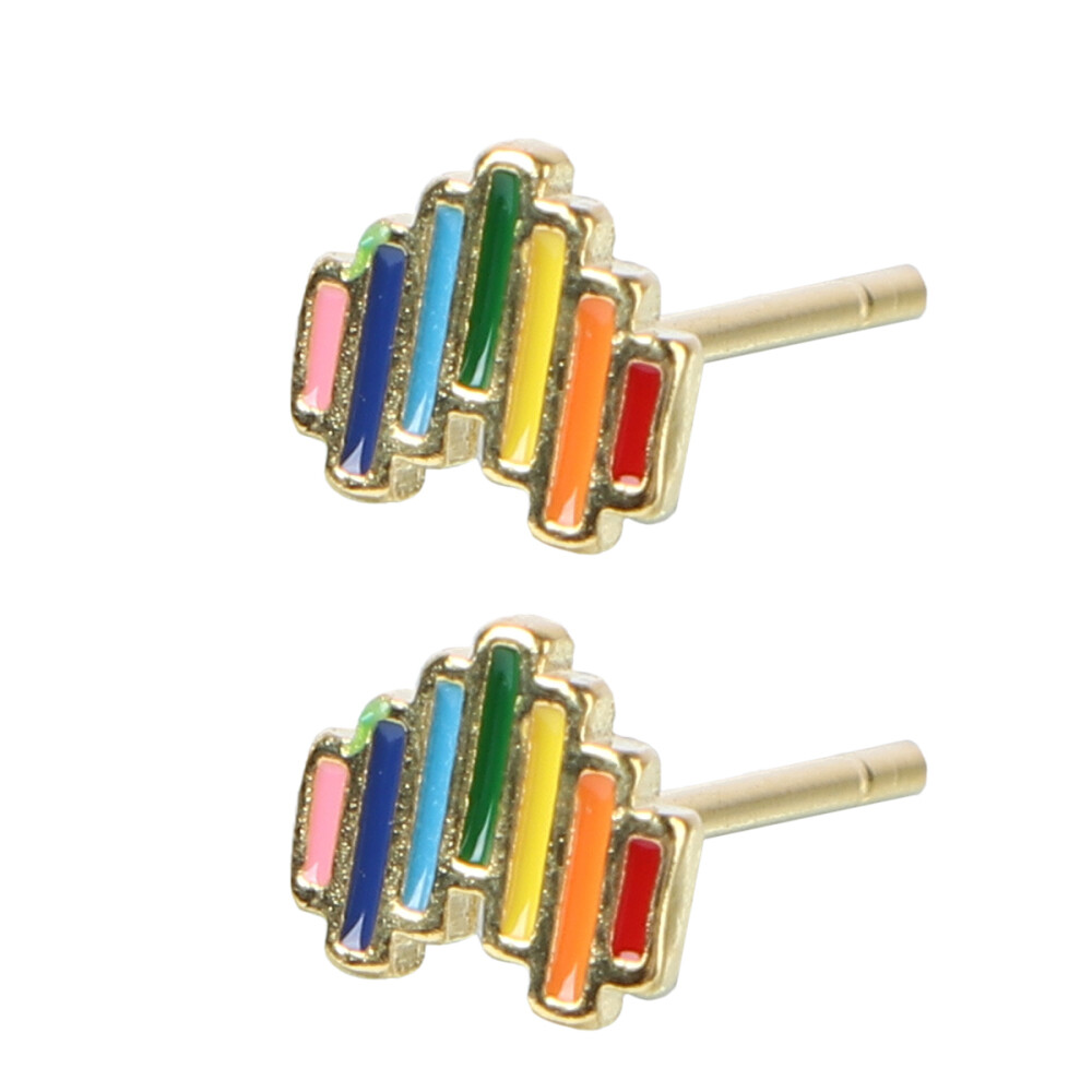 Rainbow Heart Hoop Earrings and Nose Stud Set for Women - Perfect Birthday Gift for Her  -image
