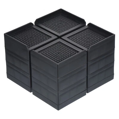 UXCELL 4Pcs Furniture Risers 4.3" Bed Risers Adjustable Desk Sofa Table Riser Black