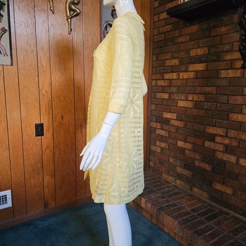 Vtg 60s Mod Mary Jane Dolly 2 Pc Cocktail Party Sheath Dress + Split Overdress S - Picture 4 of 9