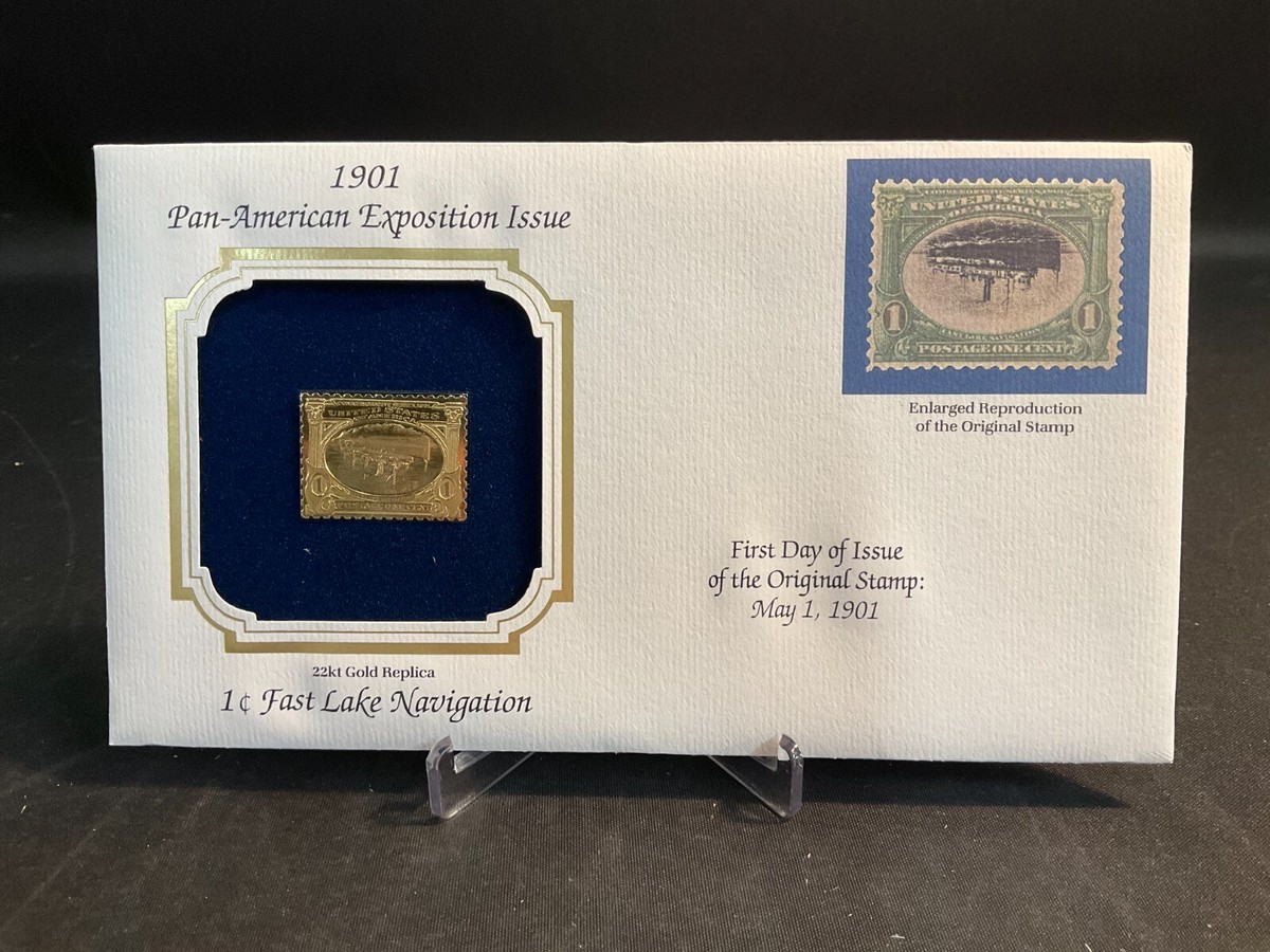 1901 Pan-American Exp. Issue 1¢ Fast Lake Navigation FDC 22K Gold