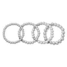 Sterling Silver Bracelets for Women Beaded 7 inch Stackable Ball Bead Bracelets