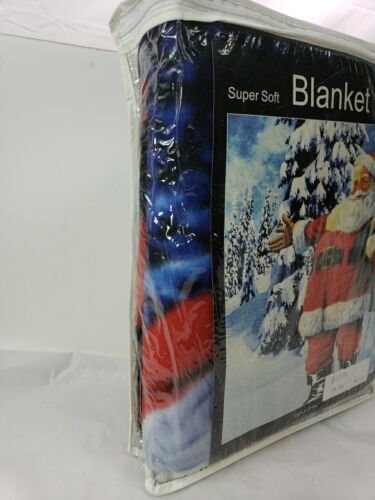 Super Soft Santa Clause Fleece Blanket 50"x60" Travel Throw Cover Gift Emer Kit - Picture 3 of 4