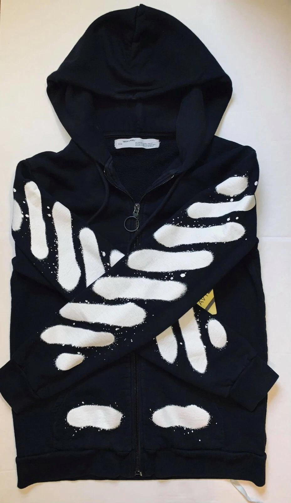 OFF WHITE Giacca con cappuccio da uomo stampa a righe bianca sporca nera taglia grande 2017 vernice spray