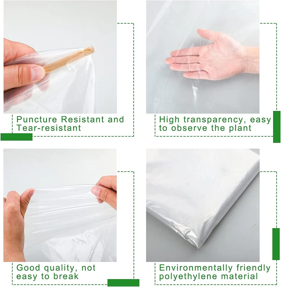 Película de polietileno transparente de plástico para invernadero 6 mil 5 años 13-30 pies de ancho x varias longitudes Foto 3 de 4