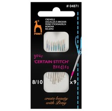 Hand Sewing Certain Stitch Crewel needles Pony size 8-10 pack of 9 P04871