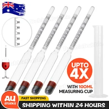 NEW Alcohol Hydrometer Distilling 0-100% Meter with Measuring Cup 100ml AU STOCK