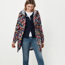 Joules Golightly Packaway Rain Jacket In Navy Floral Print Size Us 6 Nwt