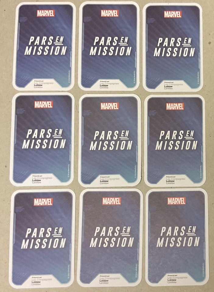 Marvel 2024 Loblaw Superheroes 9 Cards Lot Provigo Quebec Canada French