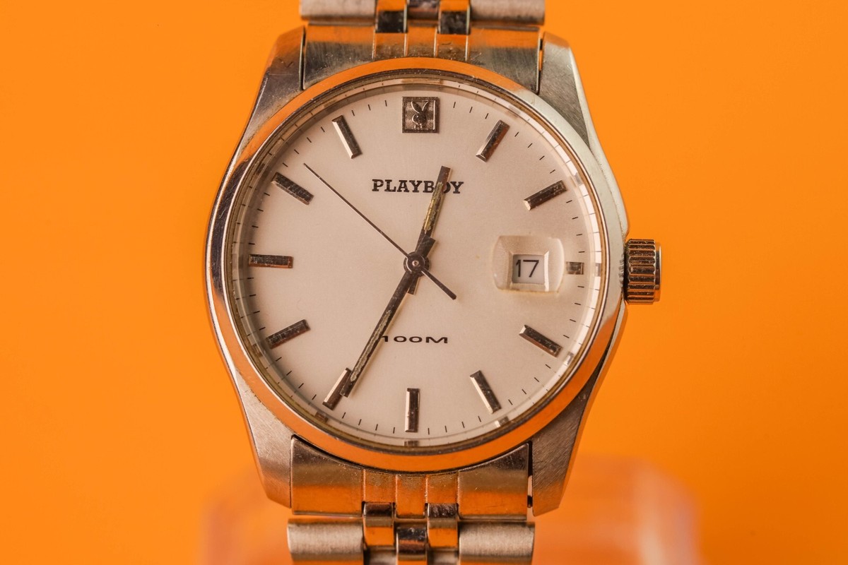 Playboy Re: 6512 Swiss Movement 36mm Steal Case Mens Quartz Watch