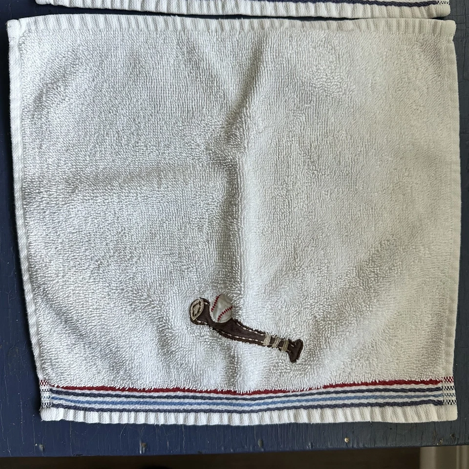 Juego de 2 paños de béisbol Pottery Barn Kids bate pelota algodón 2007 Foto 4 de 4