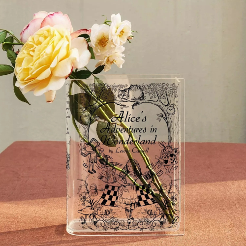 Alice's Adventures in Wonderland Acrylic Book Vase, Inspired Home Decor - Picture 2 of 10