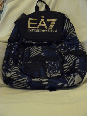 NWT EA7 EMPORIO ARMANI TRAIN GRAPHIC BACKPACK MAZARINE BLUE
