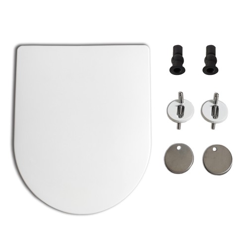 Bathroom Modern Rimless Wall Hung Toilet Pan With Soft Close Seat WC Round - Picture 9 of 10