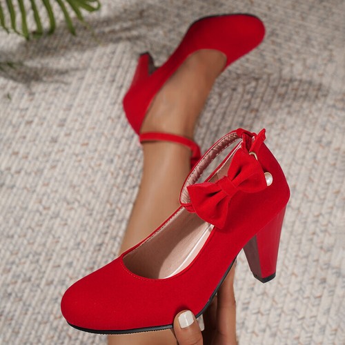Sexy Talla Grande Arco 3" Para hombres Tacones Bloque Gamuza Disfraz LGBTQ Rojo Dama Zapatos 40-48 - Imagen 12 de 16