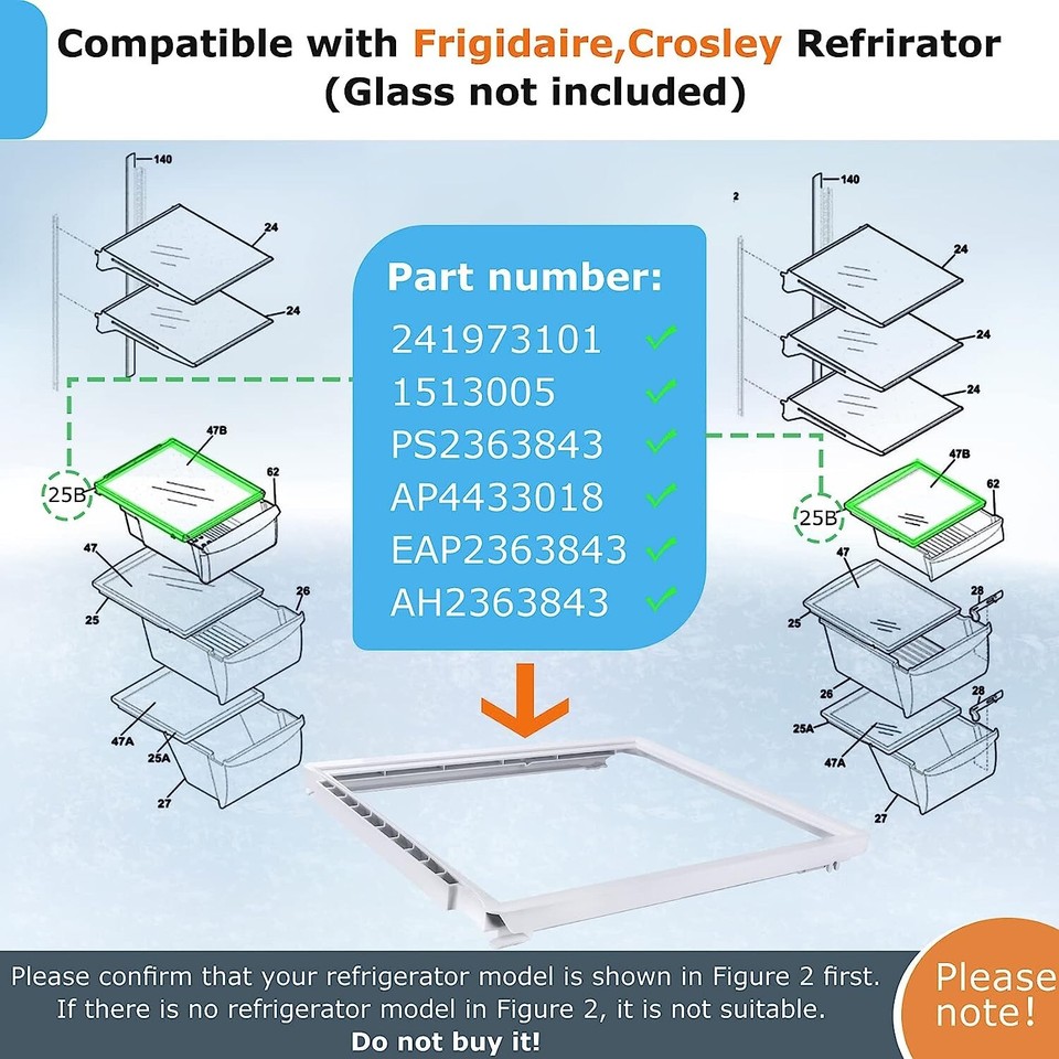 Refrigerator Drawer Top Cover For Frigidaire - Compatible With Model 241973101 2 thumbnail image