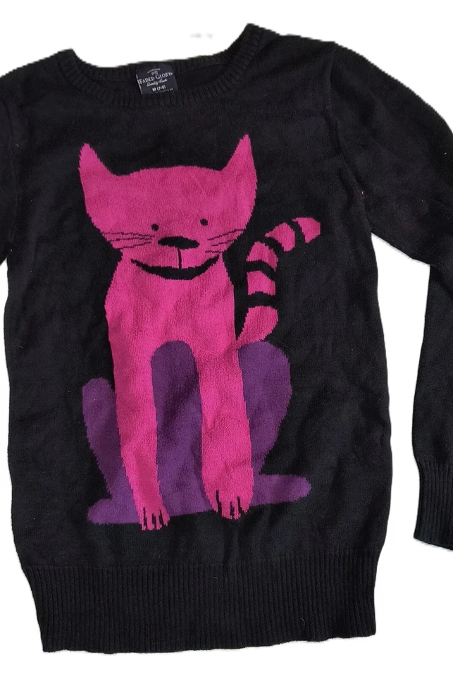 Suéter Pullover Gato Negro y Rosa Desteñido Glory Niñas Exterior Talla M (7-8) G001 Foto 3 de 4