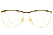Gucci GG2220 01L Gold Design Metal Vintage Luxury Italy Eyeglasses 60-14-135mm