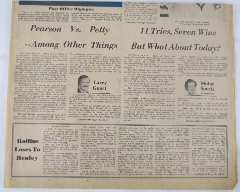 Periódico vintage 1976 tenis BJORN BORG gana Wimbledon Foto 3 de 4