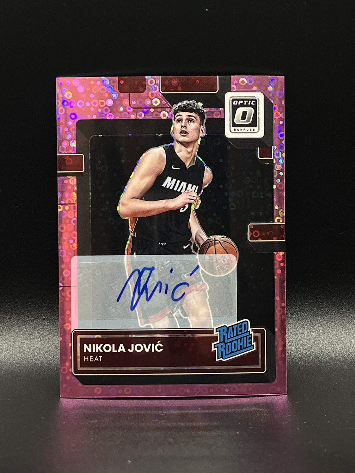 2022-23 Donruss Optic Nikola Jovic Rookie Pink Fast Break Auto /25 #224 Heat