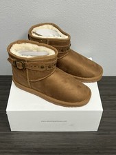 Dream Pairs Girls Snow Boots Faux Fur Lined Camel Size 4