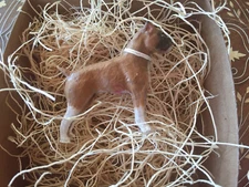 New 3D Dresden Paper Christmas Ornament Boxer Dog w Collar Fawn n White Deco