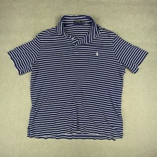 Polo Ralph Lauren Shirt Mens XL Blue Striped Classic Fit Short Sleeve Stretch 