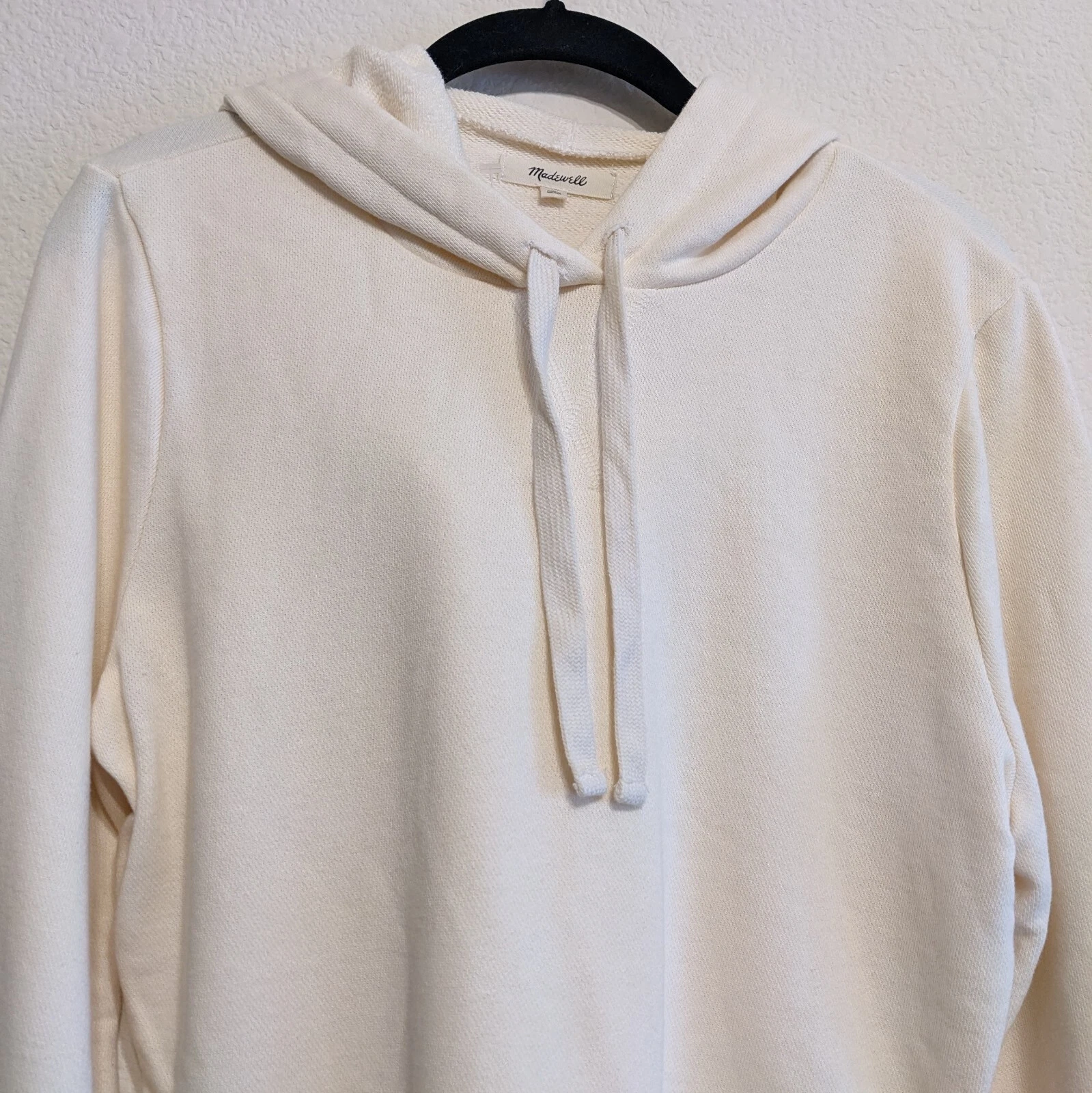 OFF WHITE Felpa con cappuccio Madewell avorio crema French Terry manica a bolla crop taglia small usata in ottime condizioni