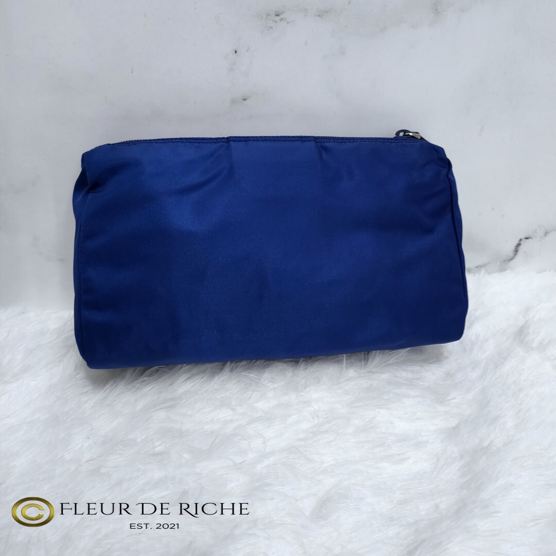 Prada Necessaire Tessuto Nylon Medium Toiletry Clutch Case Blue