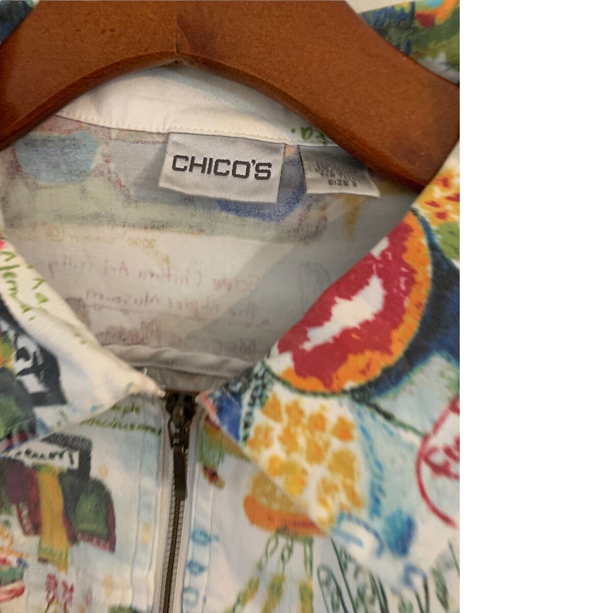 79984, Chicos, Size 3, Novelty Zip Up Jacket, India Theme 79984, Chicos, Size 3, Novelty Zip Up Jacket, India Theme