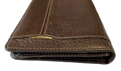 Vintage GUIDI Long Wallet Card Case Brown Leather Made In Italy Bi