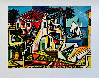 Pablo Picasso MEDITERRANEAN LANDSCAPE Estate Signed & Numbered Giclee Art 16x12''