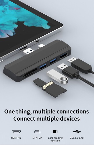 5V USB 3.0 Micro SD SDHC Hub DP To HDMI Converter Adapter For Surface Pro 4/5/6 - 第 18/23 張圖片