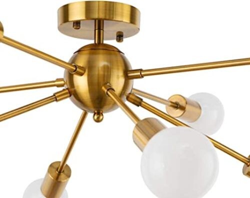 Ceiling Light Fixture, 8 Lights Golden Sputnik Chandeliers Kitchen Light Fixture - Picture 10 of 13