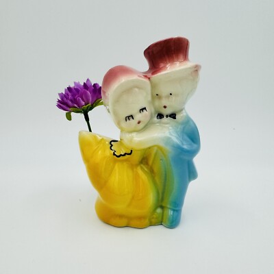 Vintage Shawnee Dancing Courting Boy Girl Couple Planter Ceramic Japan Excellent